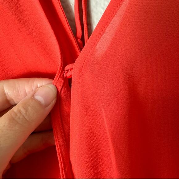 Astr The Label Coral Peach Ruffled Romper Size Large - Picture 4 of 7